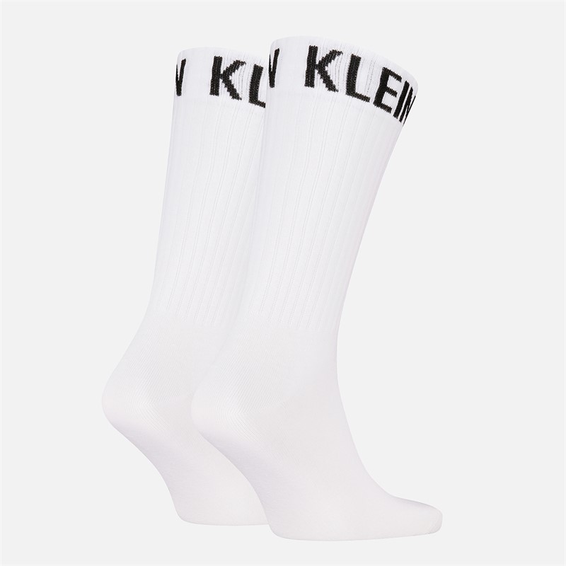 Calvin Klein Mens Ribbon Logo Two Pack Socks White