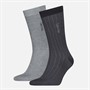 Calvin Klein Mens Pinstripe Two Pack Socks Dark Grey