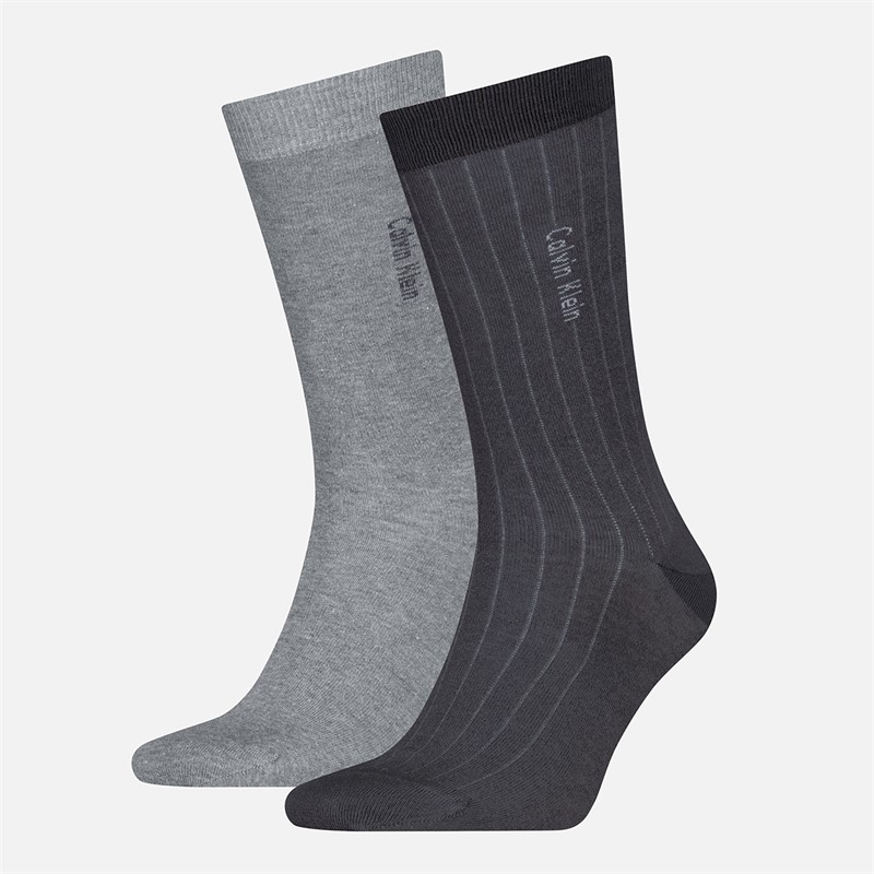 Calvin Klein Mens Pinstripe Two Pack Socks Dark Grey