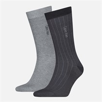 Calvin Klein Mens Pinstripe Two Pack Socks Dark Grey