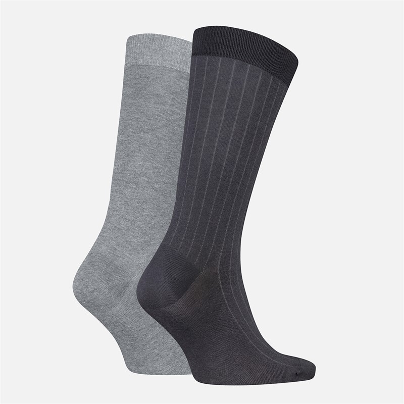 Calvin Klein Mens Pinstripe Two Pack Socks Dark Grey