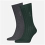 Calvin Klein Mens Pinstripe Two Pack Socks Dark Green