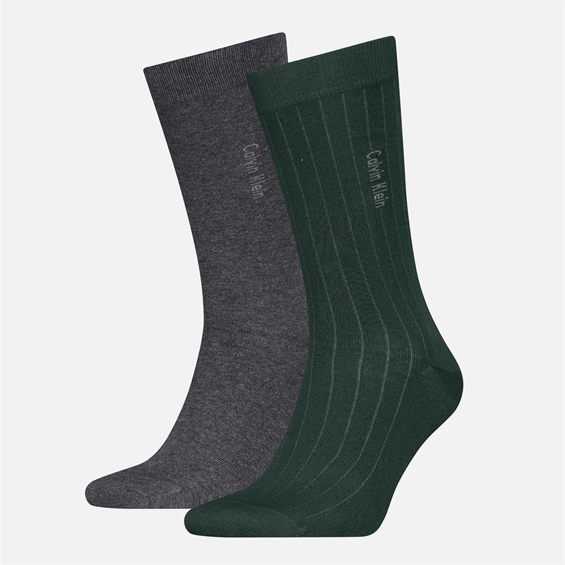 Calvin Klein Mens Pinstripe Two Pack Socks Dark Green