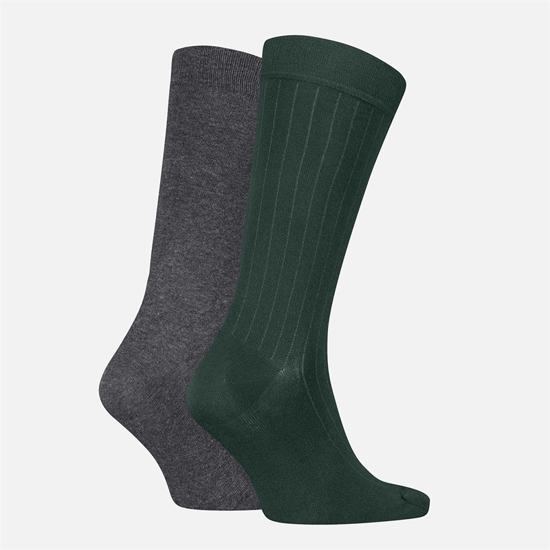 Calvin Klein Mens Pinstripe Two Pack Socks Dark Green