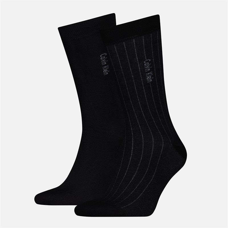 Calvin Klein Mens Pinstripe Two Pack Socks Black