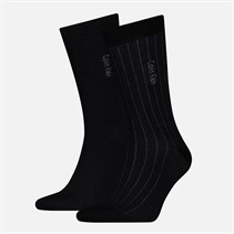 Calvin Klein Mens Pinstripe Two Pack Socks Black