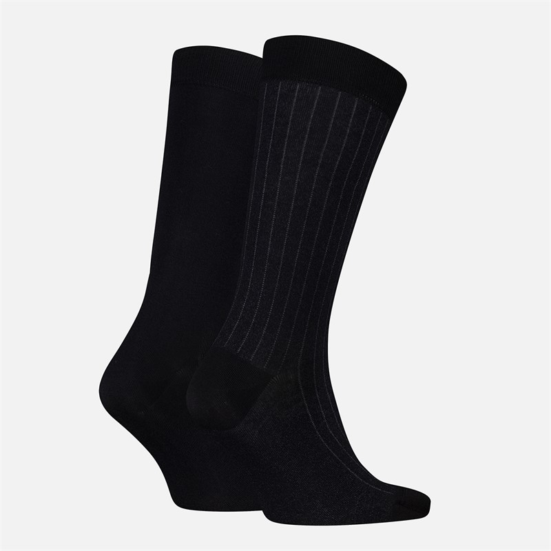 Calvin Klein Mens Pinstripe Two Pack Socks Black