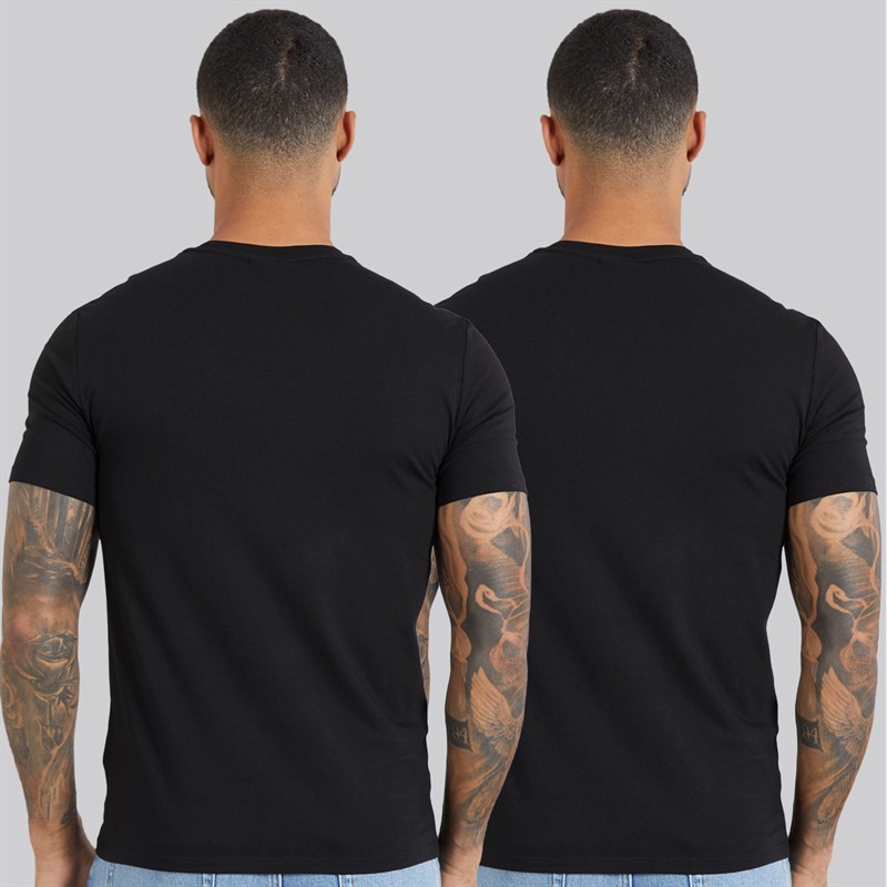 Calvin Klein Mens Two Pack Stretch Slim T-Shirts Black/Black