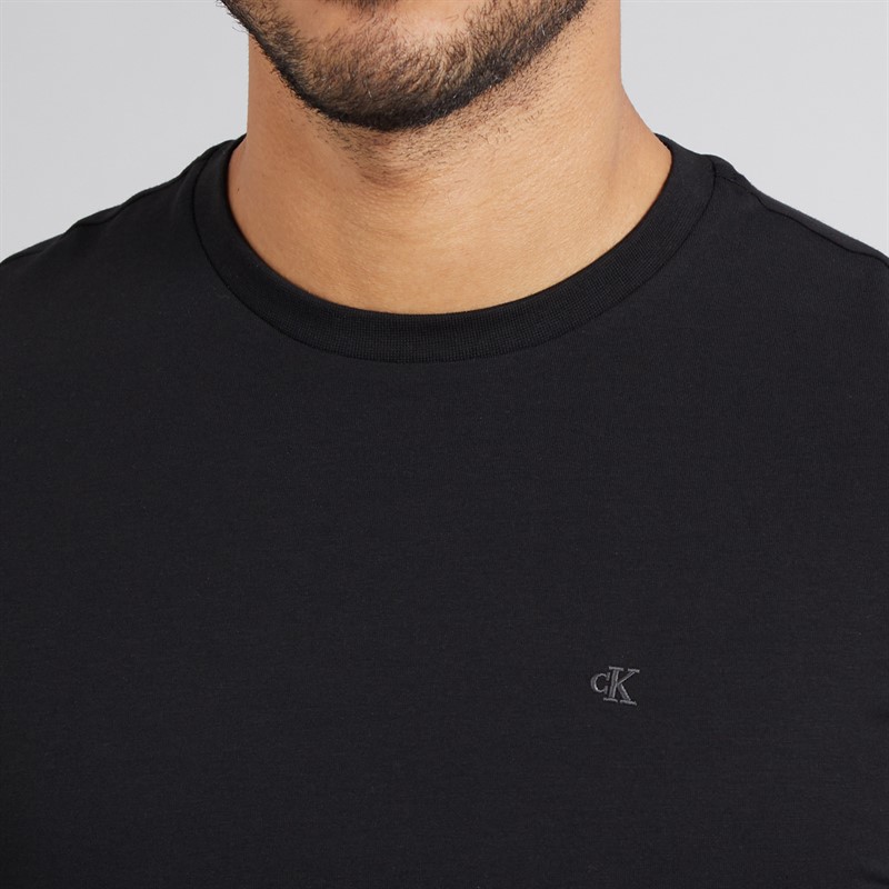 Calvin Klein Mens Two Pack Stretch Slim T-Shirts Black/Black
