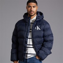 Calvin Klein Mens Monogram Puffer Coat Dark Sapphire