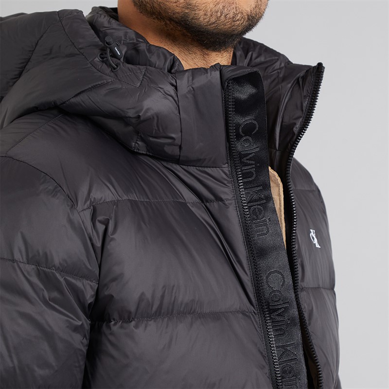 Calvin Klein Mens Zip Off Hood Down Puffer Coat Black