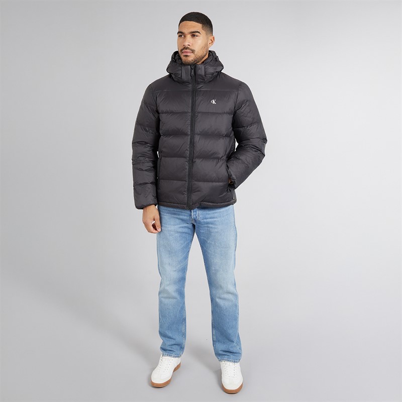 Calvin Klein Mens Zip Off Hood Down Puffer Coat Black