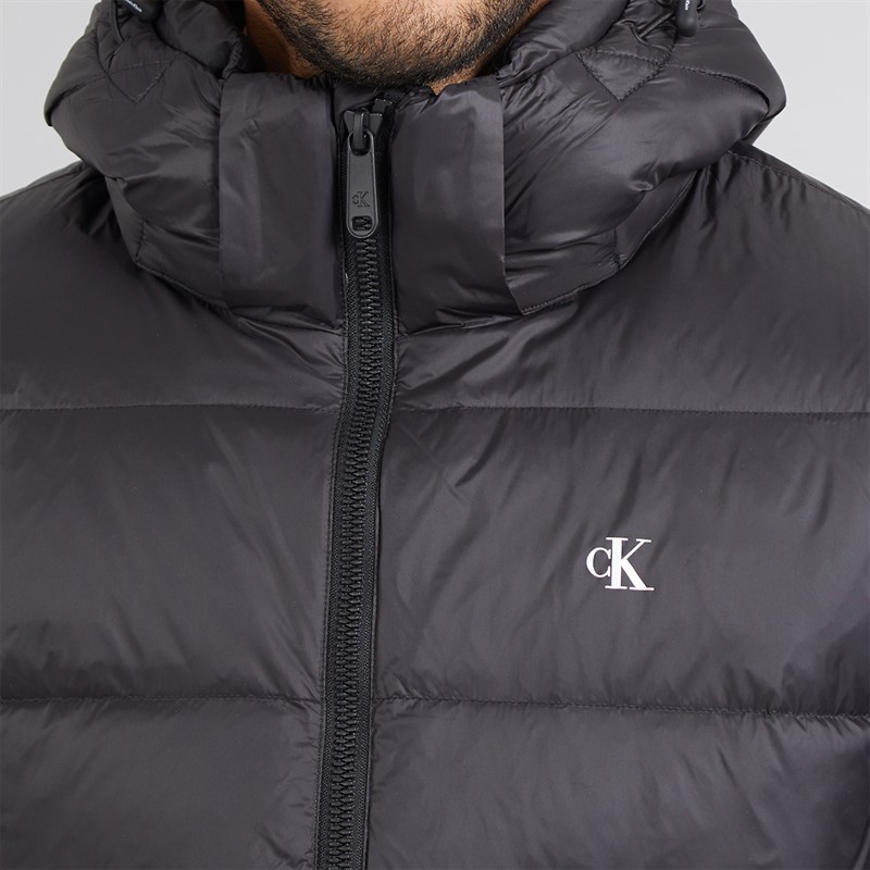 Calvin Klein Mens Zip Off Hood Down Puffer Coat Black