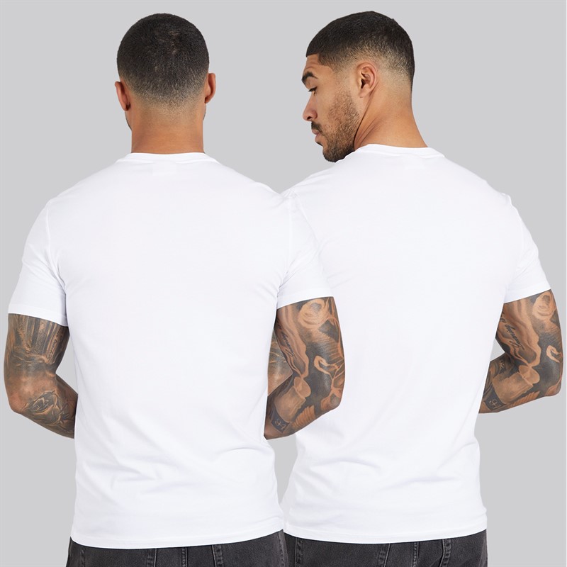 Calvin Klein Mens Two Pack Stretch Slim T-Shirts Bright White/Bright White