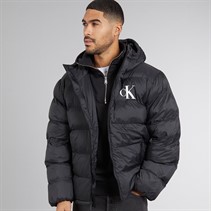 Calvin Klein Mens Monogram Puffer Coat Black