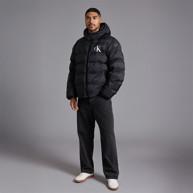 Calvin Klein Mens Monogram Puffer Coat Black