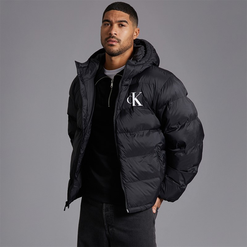 Calvin Klein Mens Monogram Puffer Coat Black