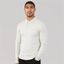 Calvin Klein Mens Long Sleeve Supima Logo Polo Shirt Moonstruck