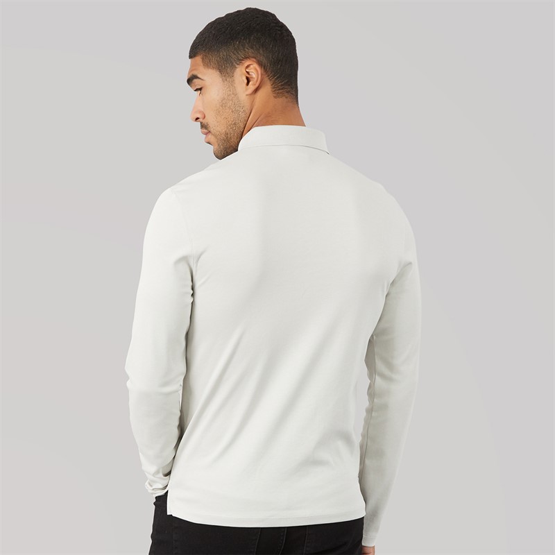 Calvin Klein Mens Long Sleeve Supima Logo Polo Shirt Moonstruck