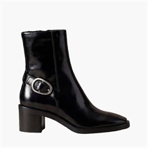 Calvin Klein Womens Block Heel Buckle Detail Boots Triple Black