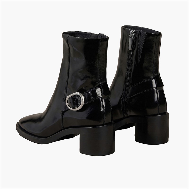 Calvin Klein Womens Block Heel Buckle Detail Boots Triple Black