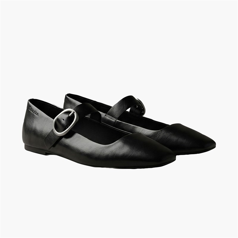 Calvin Klein Womens Squared Ballerina Mary Jane Shoes Triple Black