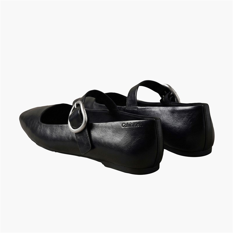 Calvin Klein Womens Squared Ballerina Mary Jane Shoes Triple Black