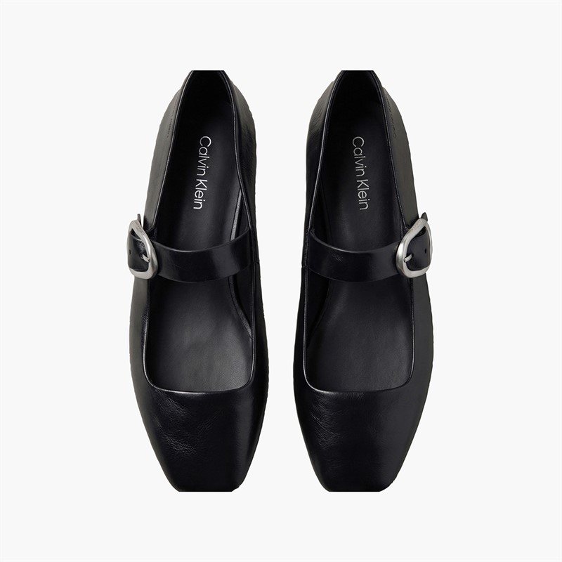 Calvin Klein Womens Squared Ballerina Mary Jane Shoes Triple Black