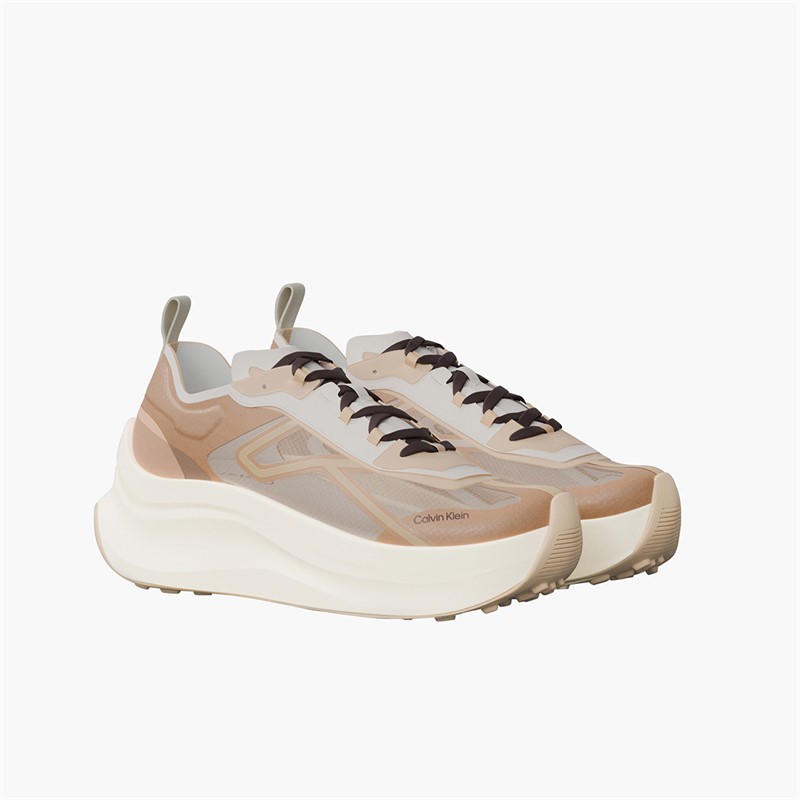 Calvin Klein Womens Chunky Runner Lace Up Trainers Light Cashew/Spanish Villa/Nomad