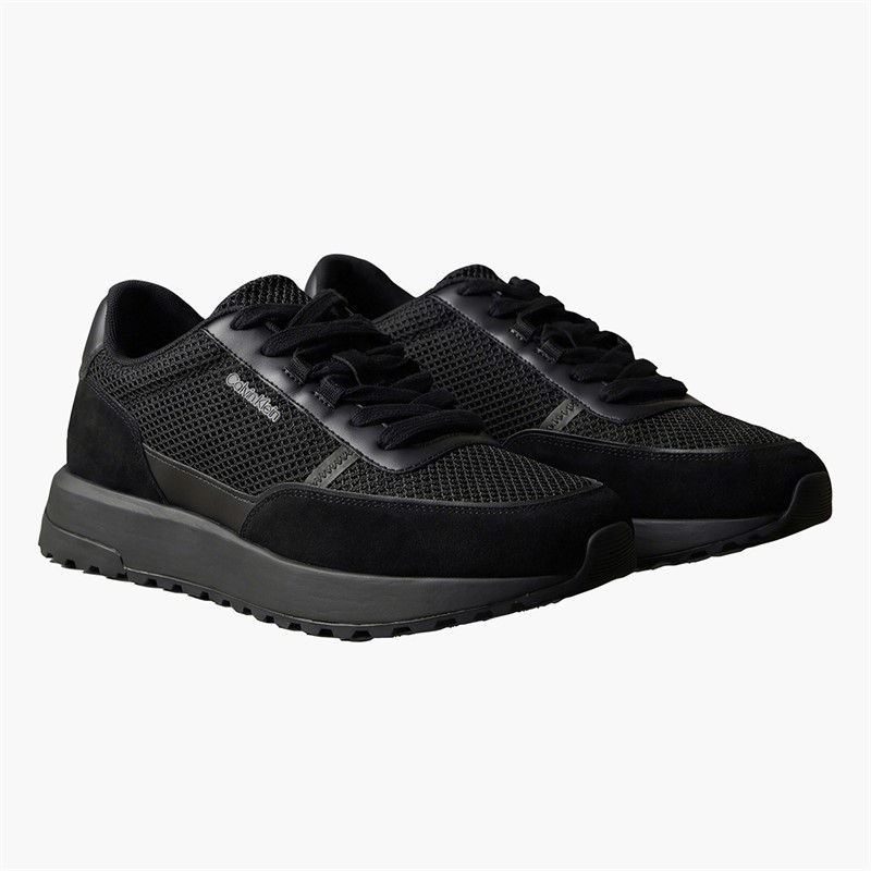 Calvin Klein Mens City Runner Lace Up Trainers Triple Black