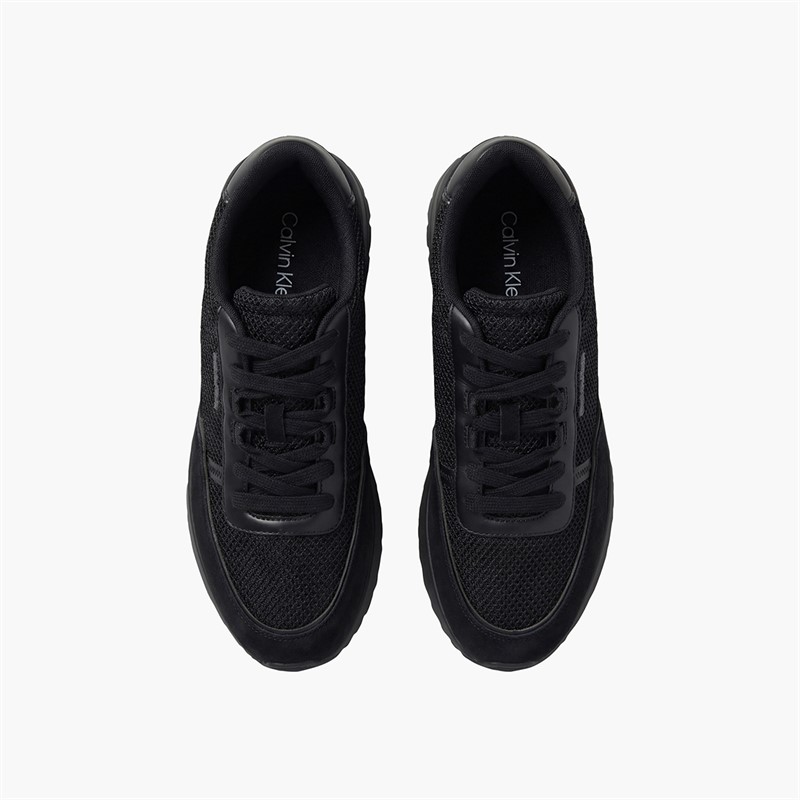 Calvin Klein Mens City Runner Lace Up Trainers Triple Black