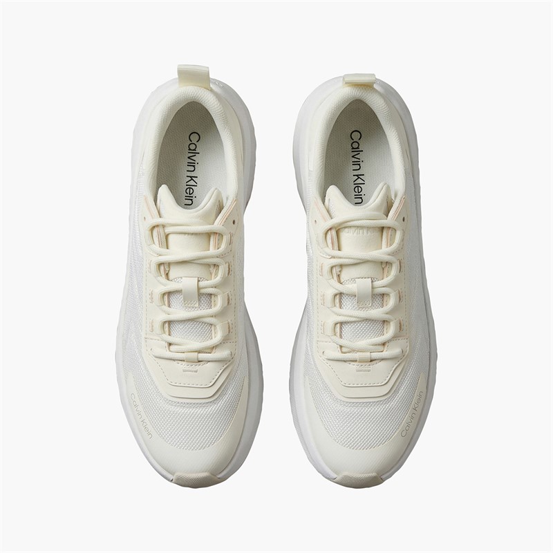 Calvin Klein Womens Chunky Runner Lace Up Trainers Bright White/Marshmallow