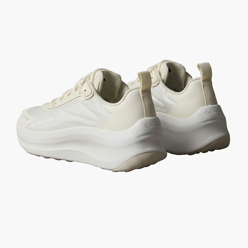 Calvin Klein Womens Chunky Runner Lace Up Trainers Bright White/Marshmallow