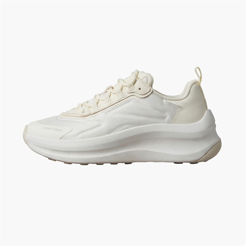 Calvin Klein Womens Chunky Runner Lace Up Trainers Bright White/Marshmallow