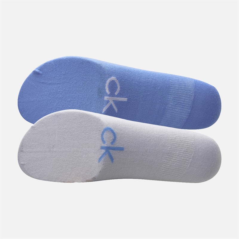 Calvin Klein Womens Two Pack Gripper Trainer Socks Light Blue
