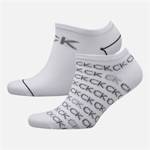 Calvin Klein Womens Two Pack Logo Trainer Socks White