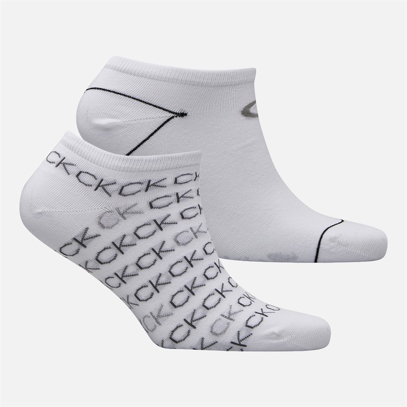Calvin Klein Womens Two Pack Logo Trainer Socks White