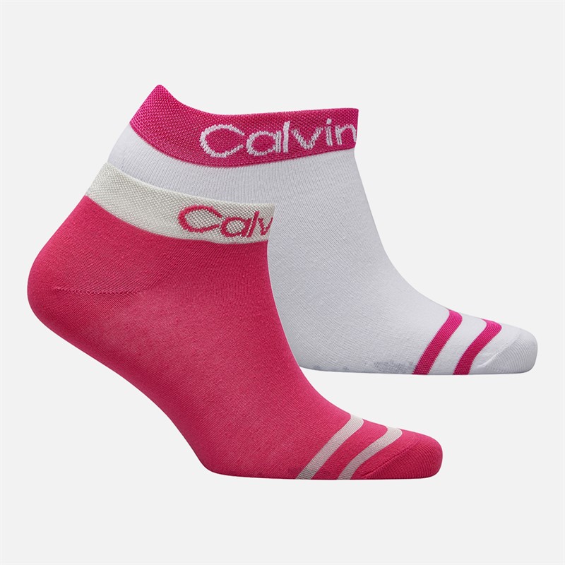Calvin Klein Womens Two Pack Welt Quarter Socks Magenta