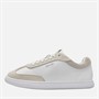 Calvin Klein Womens Leather Low Profile Trainers White/Dark Ecru White/Dk Ecru