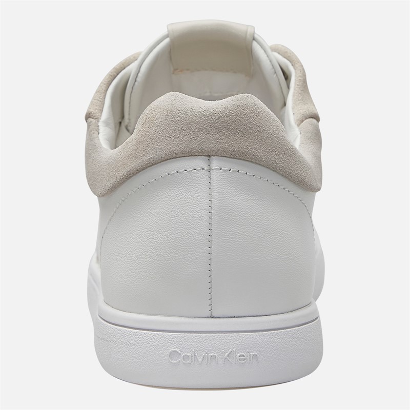 Calvin Klein Womens Leather Low Profile Trainers White/Dark Ecru White/Dk Ecru