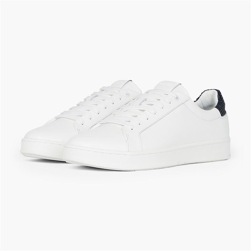 Calvin Klein Mens Low Top Lace Up Trainers White/Calvin Navy