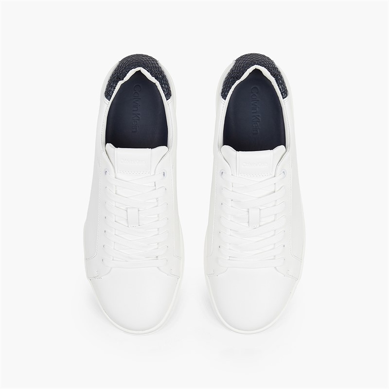 Calvin Klein Mens Low Top Lace Up Trainers White/Calvin Navy