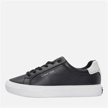 Calvin Klein Womens Leather Lace Up Trainers Black/White