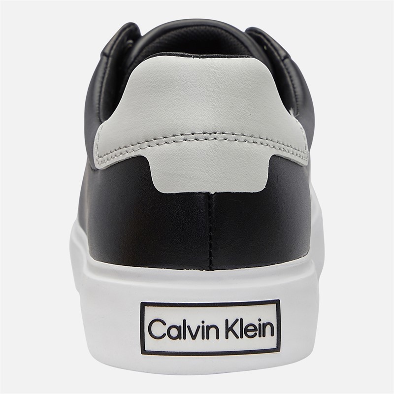 Calvin Klein Womens Leather Lace Up Trainers Black/White