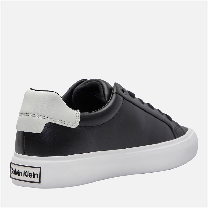 Calvin Klein Womens Leather Lace Up Trainers Black/White