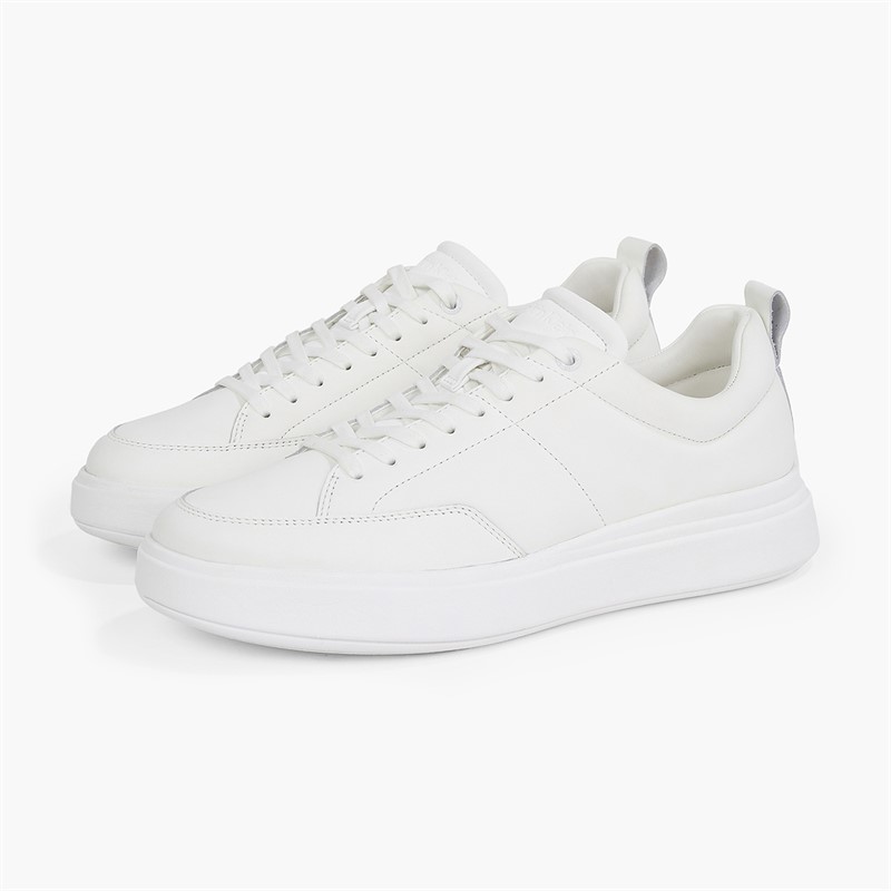 Calvin Klein Mens Low Top Lace Up Trainers Triple White