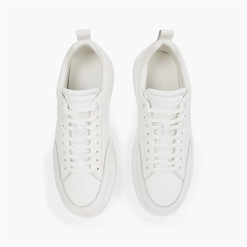 Calvin Klein Mens Low Top Lace Up Trainers Triple White