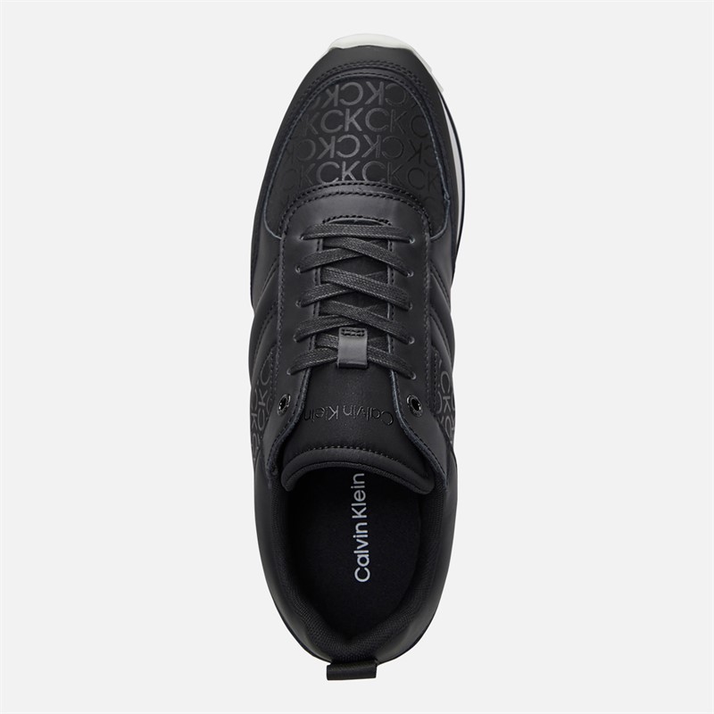 Calvin Klein Mens Retro Runner Trainers Black Mono
