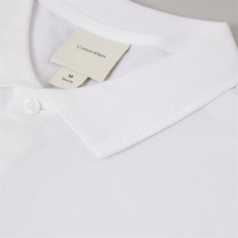 Calvin Klein Mens Thermo Tech Pique Polo Shirt Bright White