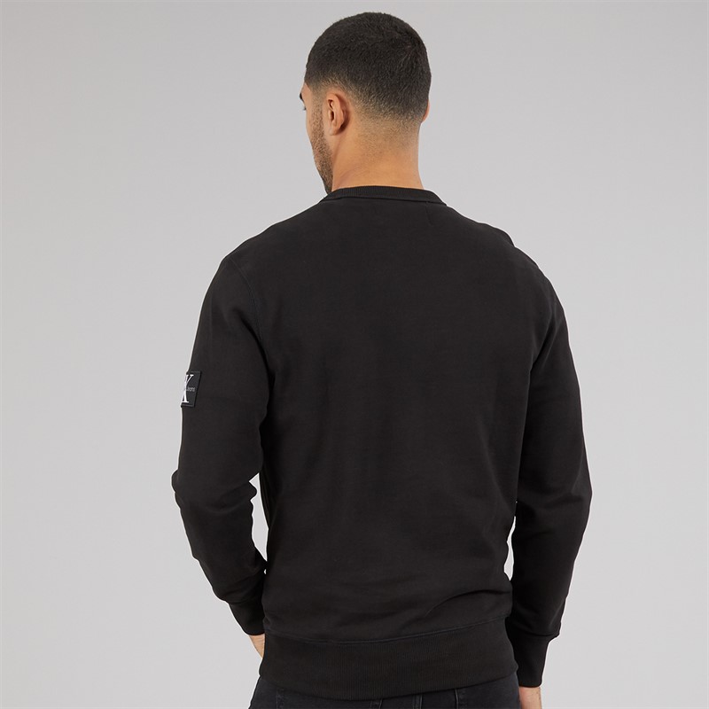 Calvin Klein Mens Badge Crew Neck Sweatshirt Ck Black
